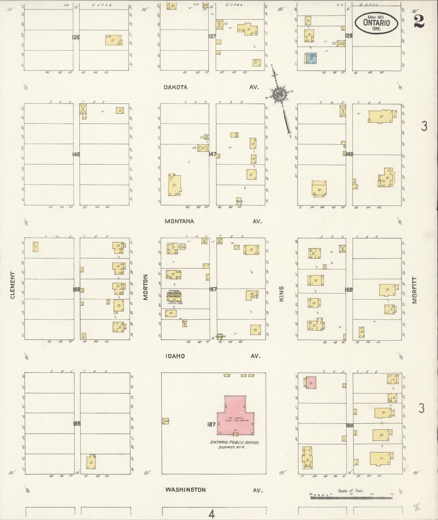 Sanborn Fire Insurance Map from Ontario, Malheur County, Oregon (1911), Sheet #0002 - Complete Map Set gallery image, historic Sanborn map, vintage wall art, Oregon Oregon