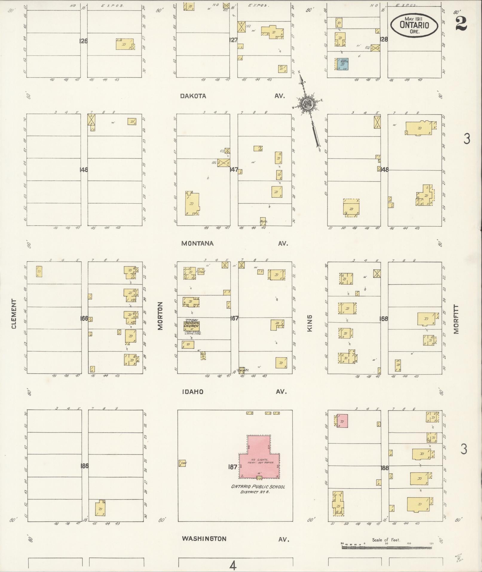 Sanborn Fire Insurance Map from Ontario, Malheur County, Oregon (1911), Sheet #0002 - Complete Map Set gallery image, historic Sanborn map, vintage wall art, Oregon Oregon