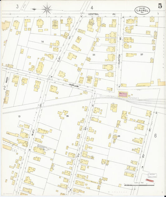Sanborn Fire Insurance Map from Laurel, Sussex County, Delaware (1901), Sheet #0005 - Historic Sanborn Fire Insurance Map Print, vintage old map wall art, antique decor, genealogy gift, Delaware Delaware map