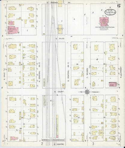 Sanborn Fire Insurance Map from Tuscola, Douglas County, Illinois (1914), Sheet #0006 - Complete Map Set gallery image, historic Sanborn map, vintage wall art, Illinois Illinois