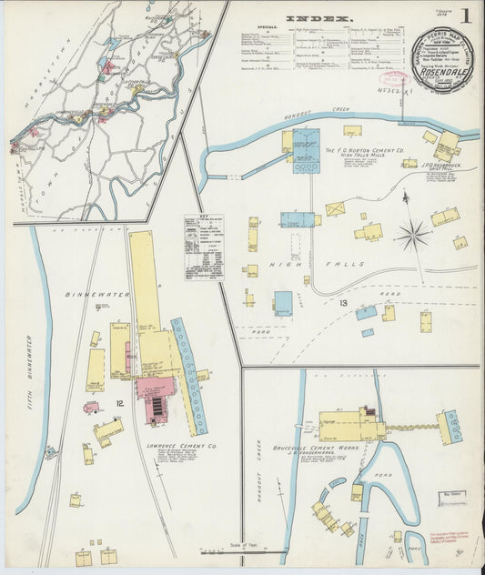 Sanborn Fire Insurance Map from Rosendale, Ulster County, New York (1892), Sheet #0001 - Complete Map Set gallery image, historic Sanborn map, vintage wall art, New York New York