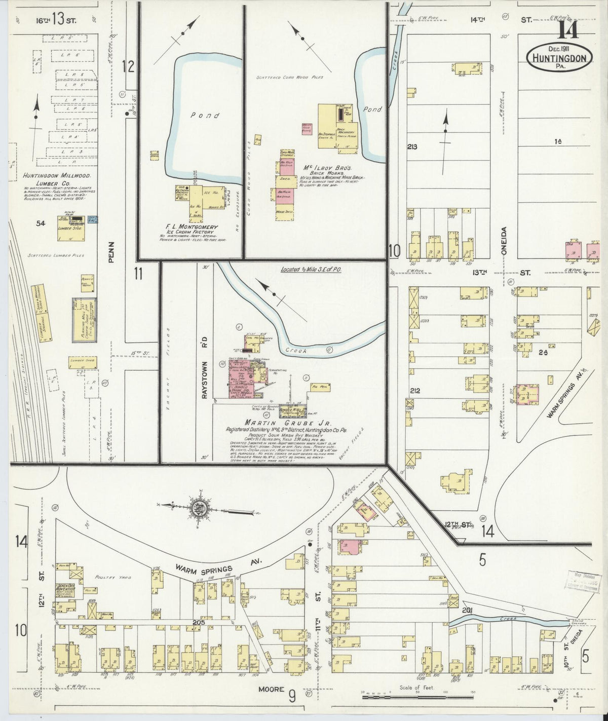Sanborn Fire Insurance Map from Huntingdon, Huntingdon County, Pennsylvania (1911), Sheet #0014 - Complete Map Set gallery image, historic Sanborn map, vintage wall art, Pennsylvania Pennsylvania