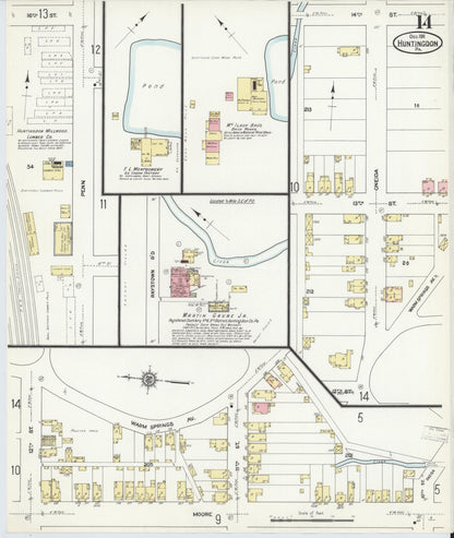 Sanborn Fire Insurance Map from Huntingdon, Huntingdon County, Pennsylvania (1911), Sheet #0014 - Complete Map Set gallery image, historic Sanborn map, vintage wall art, Pennsylvania Pennsylvania