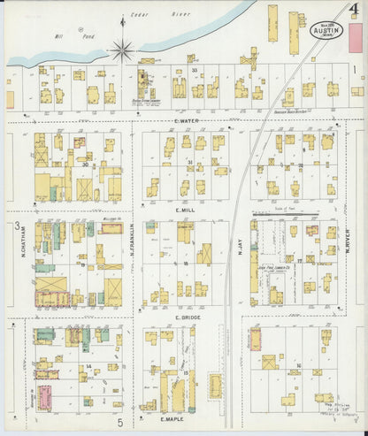 Sanborn Fire Insurance Map from Austin, Mower County, Minnesota (1899), Sheet #0004 - Complete Map Set gallery image, historic Sanborn map, vintage wall art, Minnesota Minnesota
