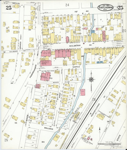 Sanborn Fire Insurance Map from East Liverpool, Columbiana County, Ohio (1923), Sheet #0025 - Historic Sanborn Fire Insurance Map Print, vintage old map wall art, antique decor, genealogy gift, Ohio Ohio map