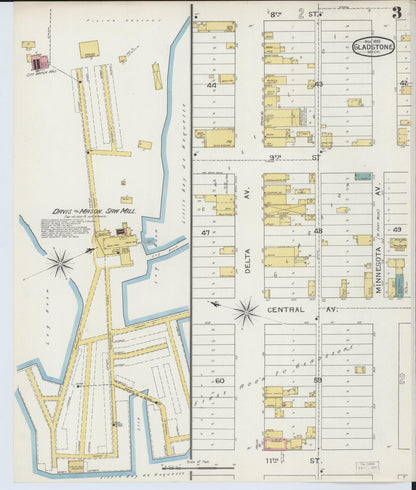 Sanborn Fire Insurance Map from Gladstone, Delta County, Michigan (1893), Sheet #0003 - Complete Map Set gallery image, historic Sanborn map, vintage wall art, Michigan Michigan