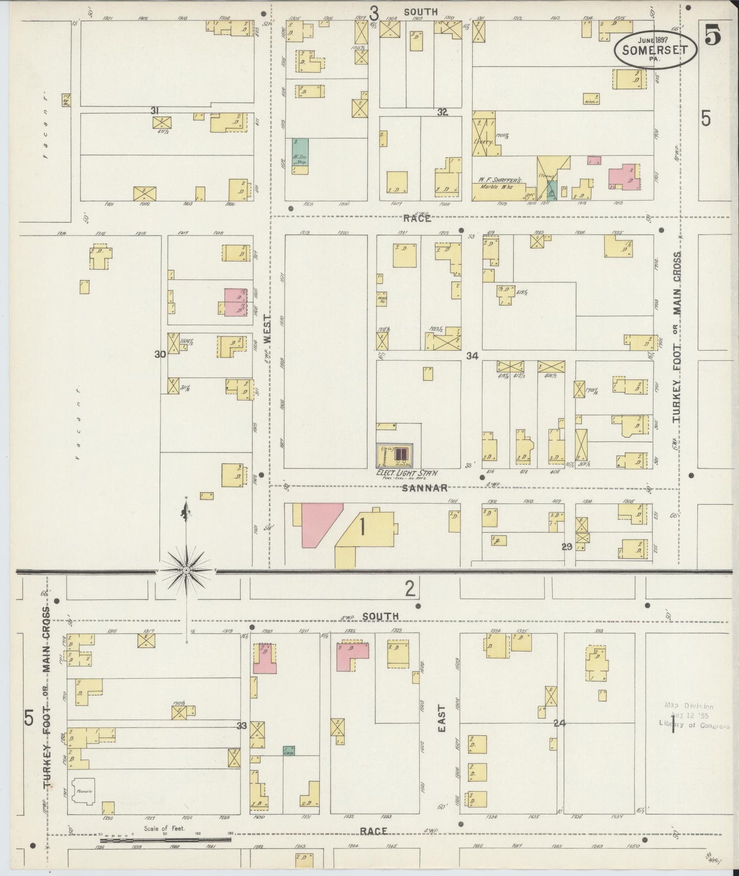 Sanborn Fire Insurance Map from Somerset, Somerset County, Pennsylvania (1897), Sheet #0005 - Complete Map Set gallery image, historic Sanborn map, vintage wall art, Pennsylvania Pennsylvania
