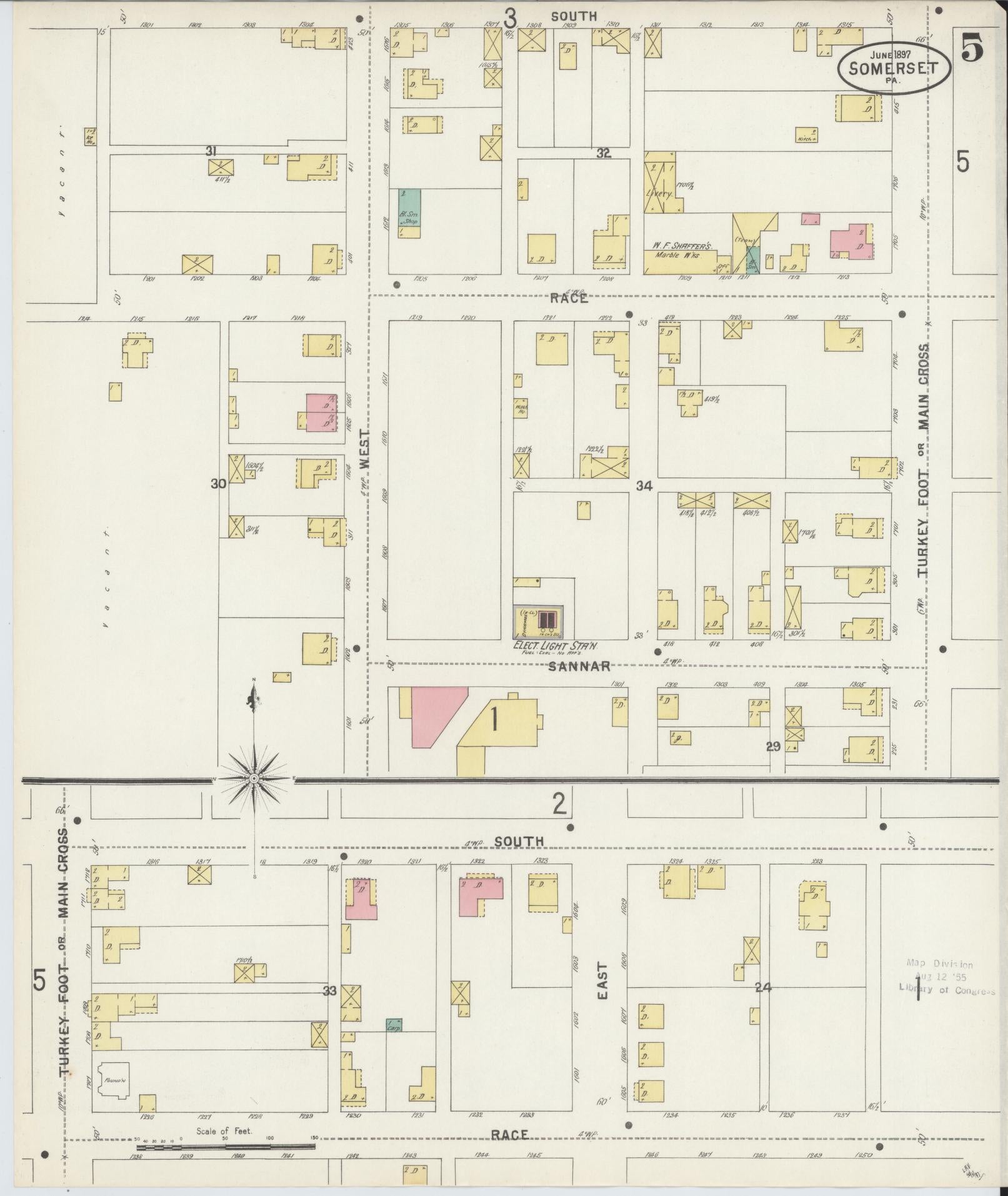 Sanborn Fire Insurance Map from Somerset, Somerset County, Pennsylvania (1897), Sheet #0005 - Complete Map Set gallery image, historic Sanborn map, vintage wall art, Pennsylvania Pennsylvania