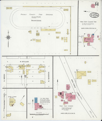 Sanborn Fire Insurance Map from Eaton, Preble County, Ohio (1921), Sheet #0014 - Complete Map Set gallery image, historic Sanborn map, vintage wall art, Ohio Ohio