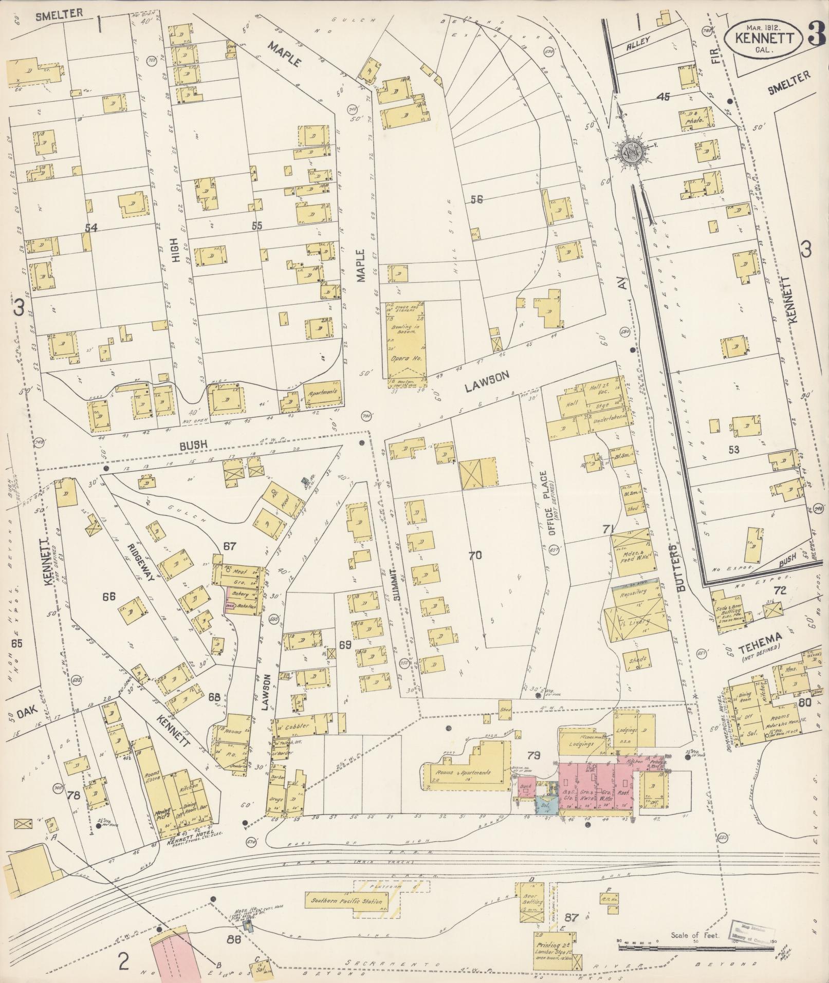 Sanborn Fire Insurance Map from Kennett, Shasta County, California (1912), Sheet #0003 - Historic Sanborn Fire Insurance Map Print, vintage old map wall art, antique decor, genealogy gift, California California map