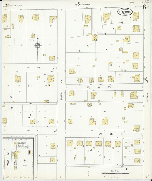 Sanborn Fire Insurance Map from El Dorado, Union County, Arkansas (1912), Sheet #0006 - Historic Sanborn Fire Insurance Map Print, vintage old map wall art, antique decor, genealogy gift, Arkansas Arkansas map