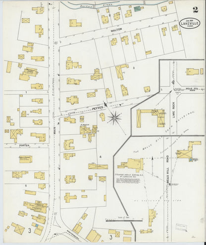 Sanborn Fire Insurance Map from Lakeville, Litchfield County, Connecticut (1904), Sheet #0002 - Complete Map Set gallery image, historic Sanborn map, vintage wall art, Connecticut Connecticut