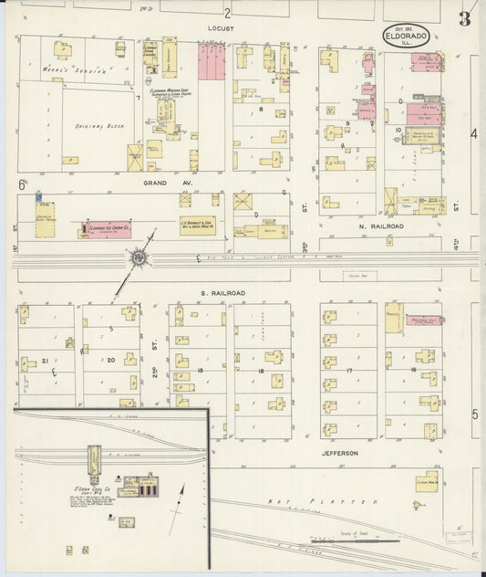 Sanborn Fire Insurance Map from Eldorado, Saline County, Illinois (1911), Sheet #0003 - Historic Sanborn Fire Insurance Map Print, vintage old map wall art, antique decor, genealogy gift, Illinois Illinois map