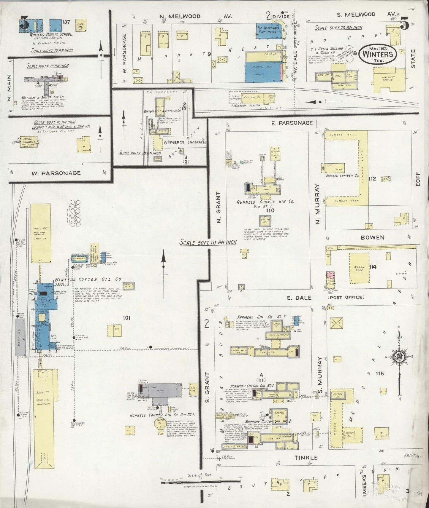Sanborn Fire Insurance Map from Winters, Runnels County, Texas (1925), Sheet #0005 - Complete Map Set gallery image, historic Sanborn map, vintage wall art, Texas Texas