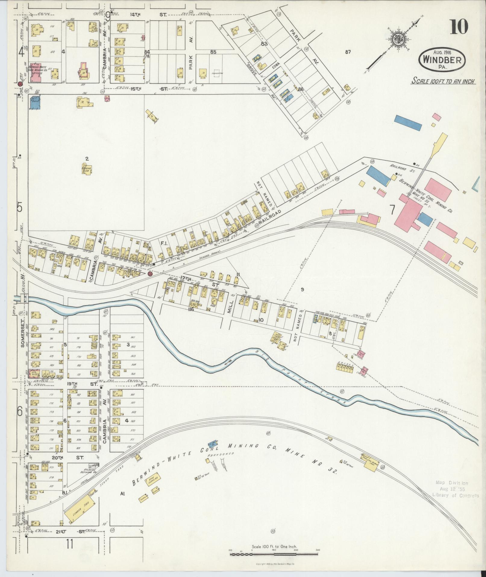 Sanborn Fire Insurance Map from Windber, Somerset County, Pennsylvania (1916), Sheet #0010 - Complete Map Set gallery image, historic Sanborn map, vintage wall art, Pennsylvania Pennsylvania