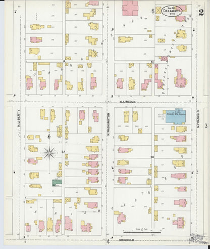 Sanborn Fire Insurance Map from Delaware, Delaware County, Ohio (1901), Sheet #0002 - Complete Map Set gallery image, historic Sanborn map, vintage wall art, Sanborn Fire Insurance Map from Delaware Delaware