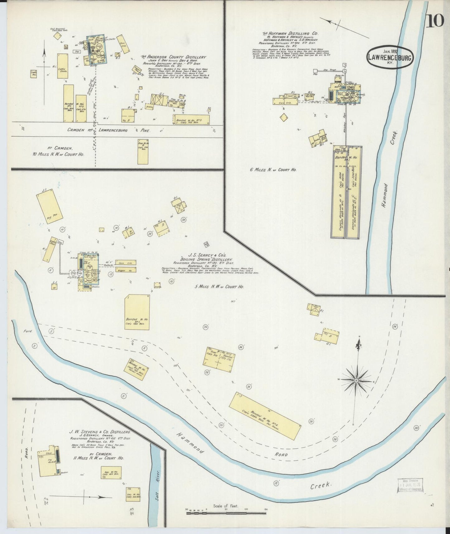 Sanborn Fire Insurance Map from Lawrenceburg, Anderson County, Kentucky (1897), Sheet #0010 - Complete Map Set gallery image, historic Sanborn map, vintage wall art, Kentucky Kentucky