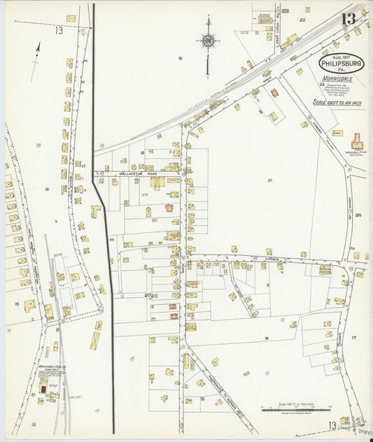 Sanborn Fire Insurance Map from Philipsburg, Centre County, Pennsylvania (1917), Sheet #0013 - Historic Sanborn Fire Insurance Map Print, vintage old map wall art, antique decor, genealogy gift, Pennsylvania Pennsylvania map