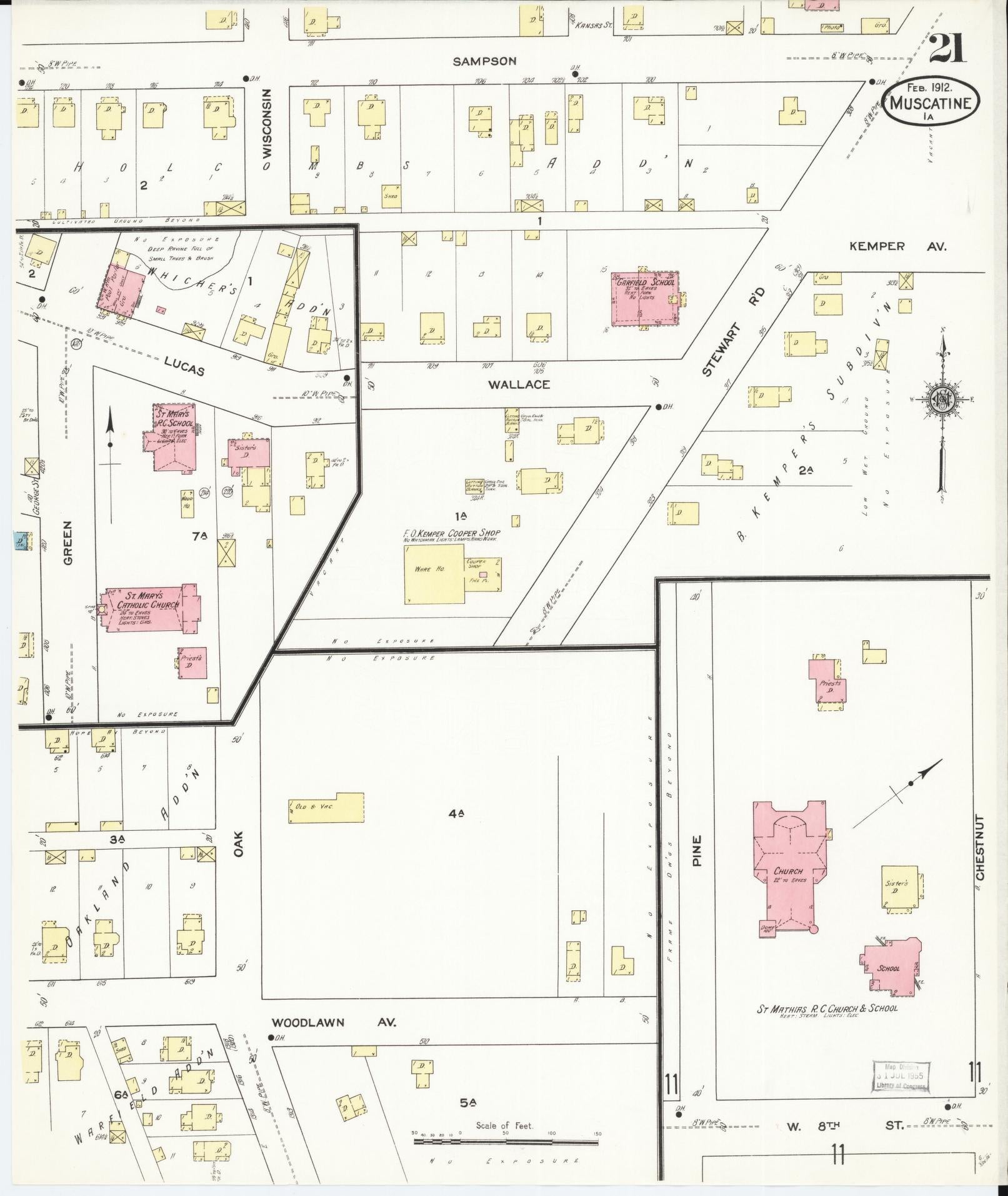 Sanborn Fire Insurance Map from Muscatine, Muscatine County, Iowa (1912), Sheet #0021 - Historic Sanborn Fire Insurance Map Print