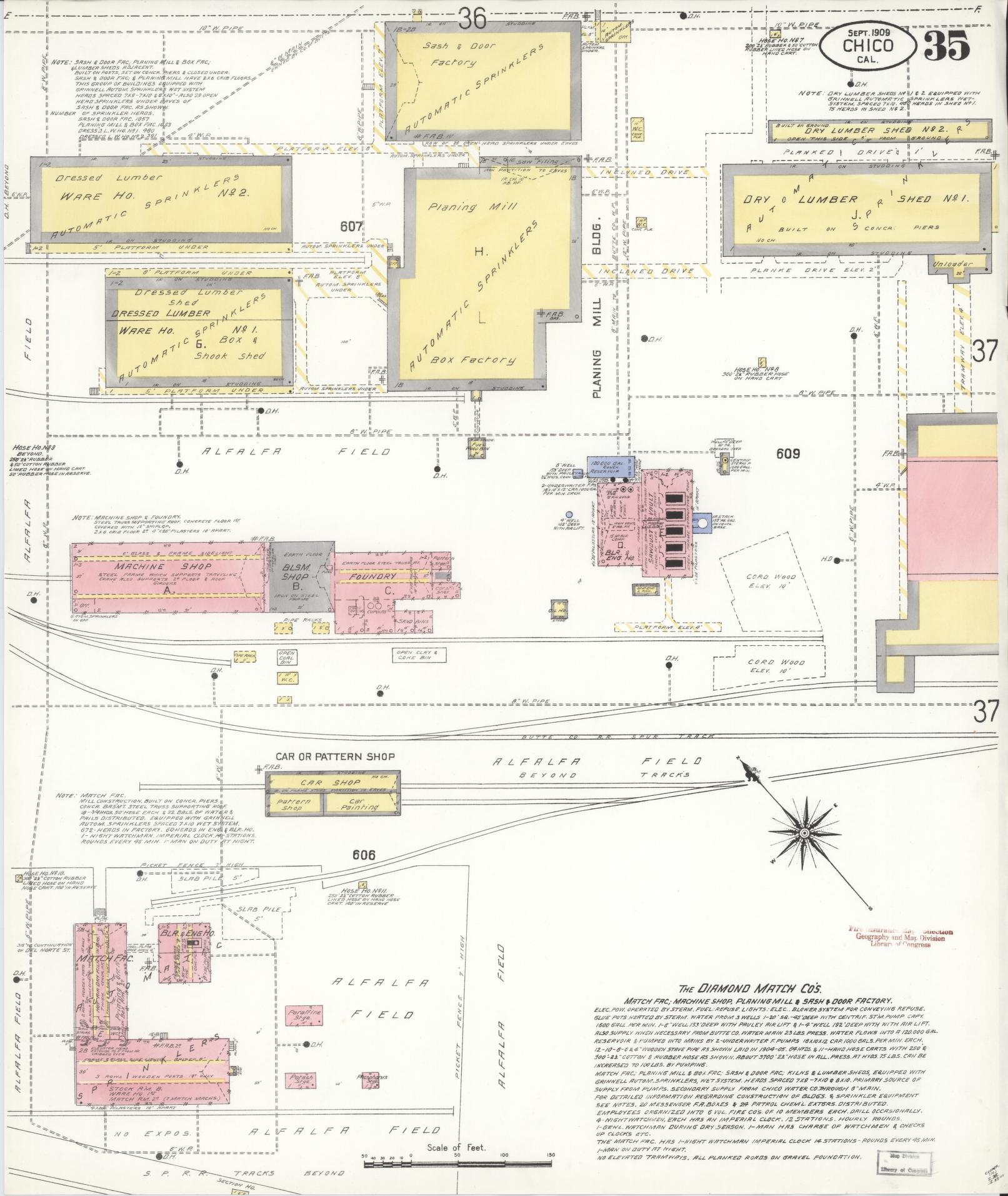 Sanborn Fire Insurance Map from Chico, Butte County, California (1909), Sheet #0035 - Complete Map Set gallery image, historic Sanborn map, vintage wall art, California California
