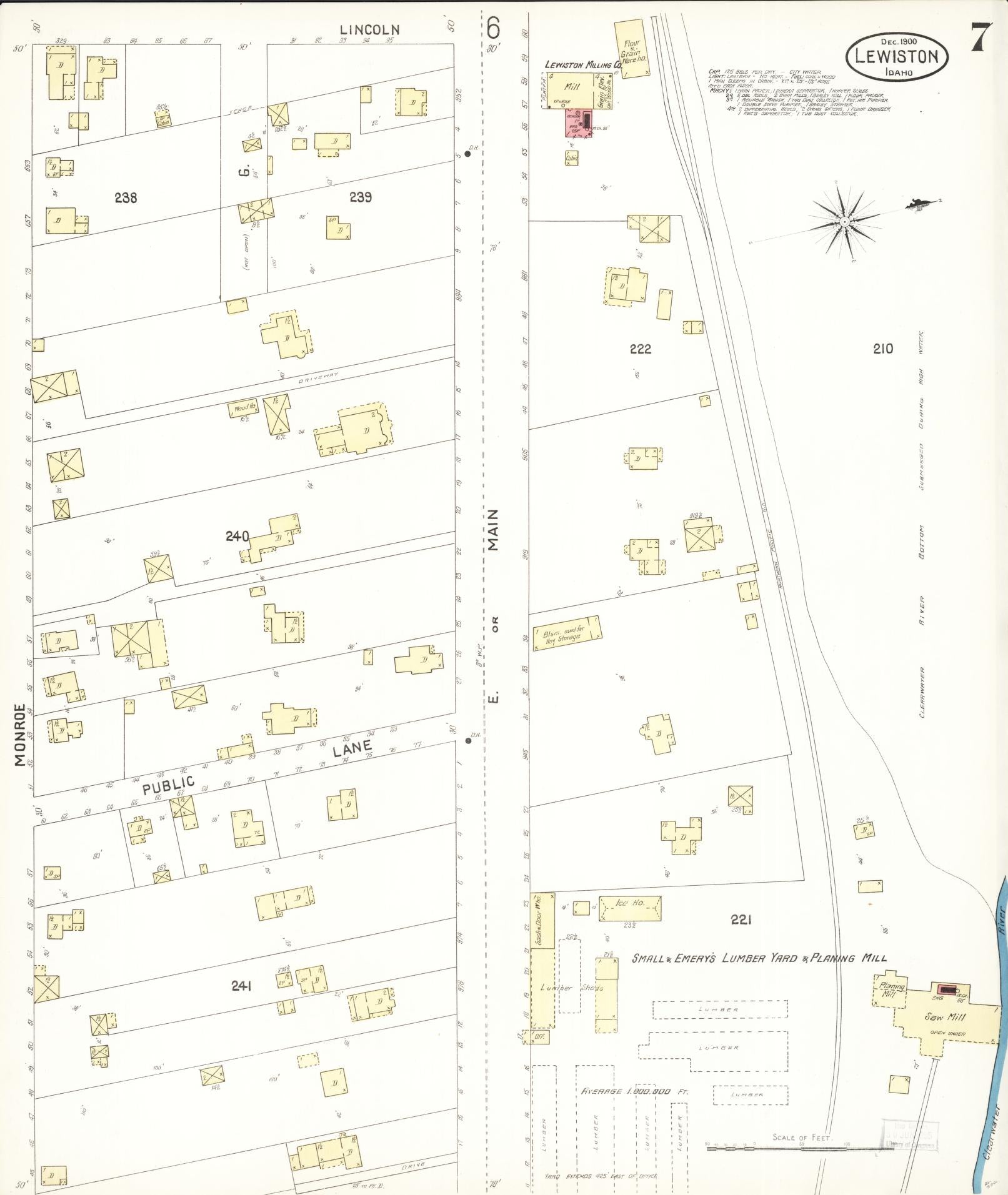 Sanborn Fire Insurance Map from Lewiston, Nez Perce County, Idaho (1900), Sheet #0007 - Complete Map Set gallery image, historic Sanborn map, vintage wall art, Idaho Idaho