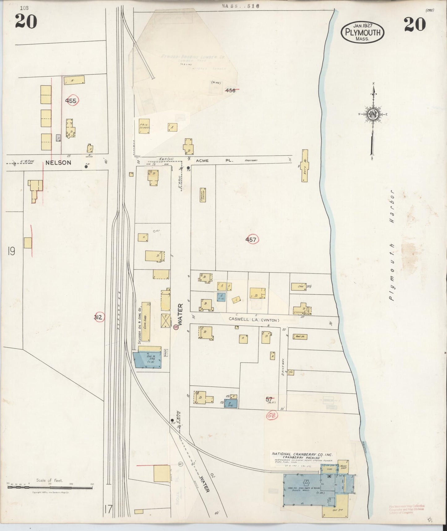 Sanborn Fire Insurance Map from Plymouth, Plymouth County, Massachusetts (1948), Sheet #0020 - Complete Map Set gallery image, historic Sanborn map, vintage wall art, Massachusetts Massachusetts