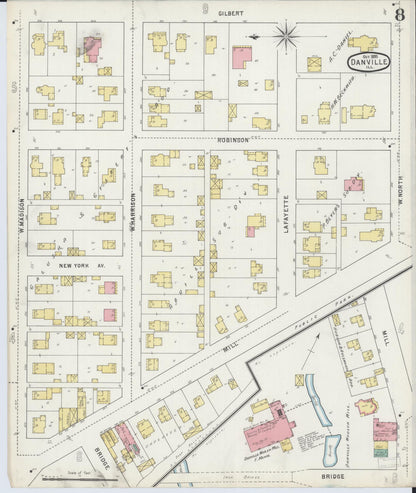 Sanborn Fire Insurance Map from Danville, Vermilion County, Illinois (1895), Sheet #0008 - Complete Map Set gallery image, historic Sanborn map, vintage wall art, Illinois Illinois