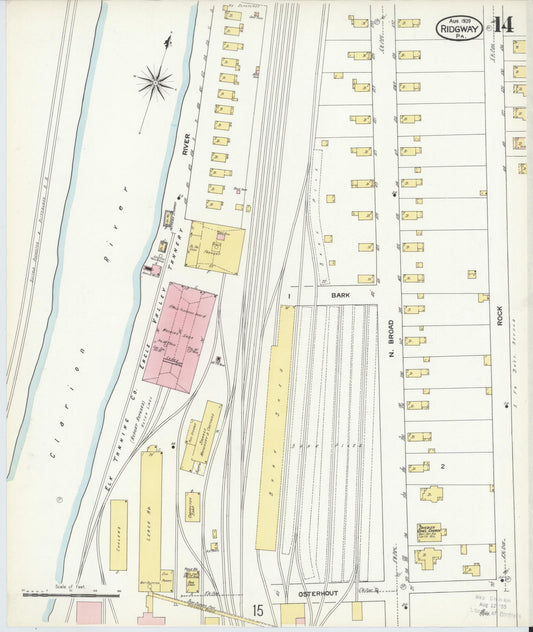 Sanborn Fire Insurance Map from Ridgway, Elk County, Pennsylvania (1909), Sheet #0014 - Historic Sanborn Fire Insurance Map Print, vintage old map wall art, antique decor, genealogy gift, Pennsylvania Pennsylvania map