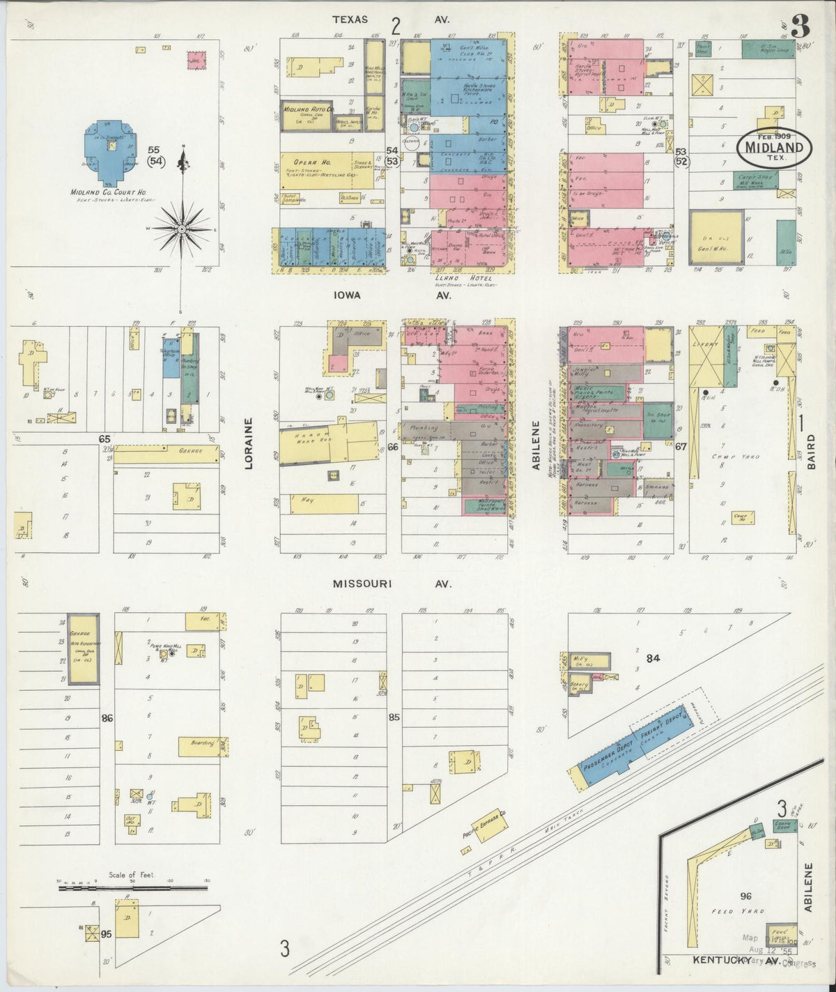 Sanborn Fire Insurance Map from Midland, Midland County, Texas (1909), Sheet #0003 - Complete Map Set gallery image, historic Sanborn map, vintage wall art, Texas Texas