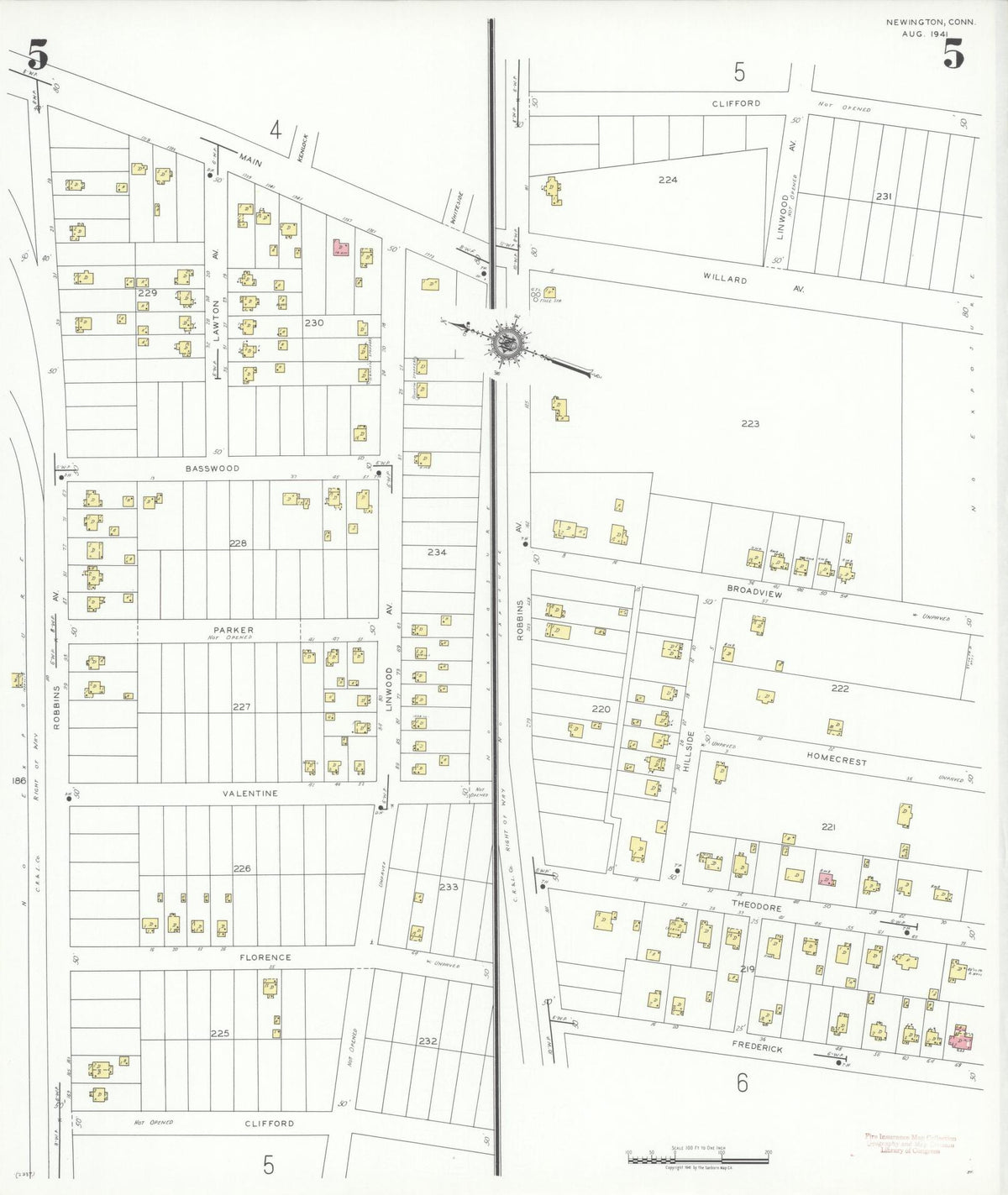 Sanborn Fire Insurance Map from Newington, Hartford County, Connecticut (1941), Sheet #0005 - Historic Sanborn Fire Insurance Map Print, vintage old map wall art, antique decor, genealogy gift, Connecticut Connecticut map