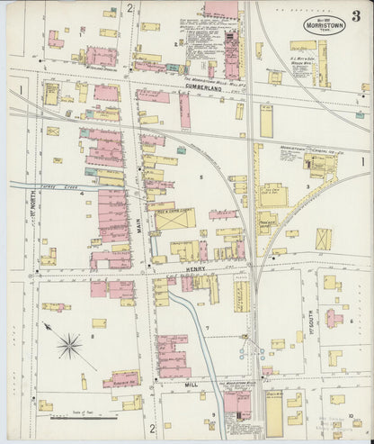 Sanborn Fire Insurance Map from Morristown, Hamblen County, Tennessee (1897), Sheet #0003 - Complete Map Set gallery image, historic Sanborn map, vintage wall art, Tennessee Tennessee