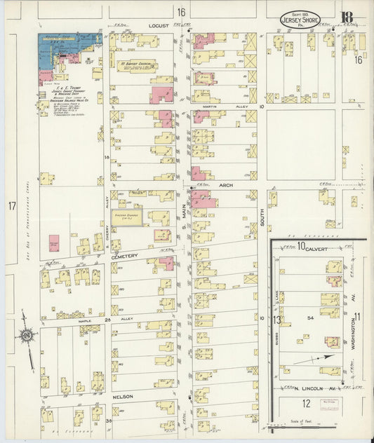 Sanborn Fire Insurance Map from Jersey Shore, Lycoming County, Pennsylvania (1913), Sheet #0018 - Historic Sanborn Fire Insurance Map Print, vintage old map wall art, antique decor, genealogy gift, Pennsylvania Pennsylvania map