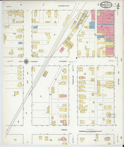 Sanborn Fire Insurance Map from Reed City, Osceola County, Michigan (1917), Sheet #0002 - Complete Map Set gallery image, historic Sanborn map, vintage wall art, Michigan Michigan