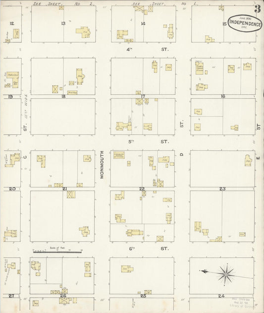 Sanborn Fire Insurance Map from Independence, Polk County, Oregon (1890), Sheet #0003 - Historic Sanborn Fire Insurance Map Print, vintage old map wall art, antique decor, genealogy gift, Oregon Oregon map