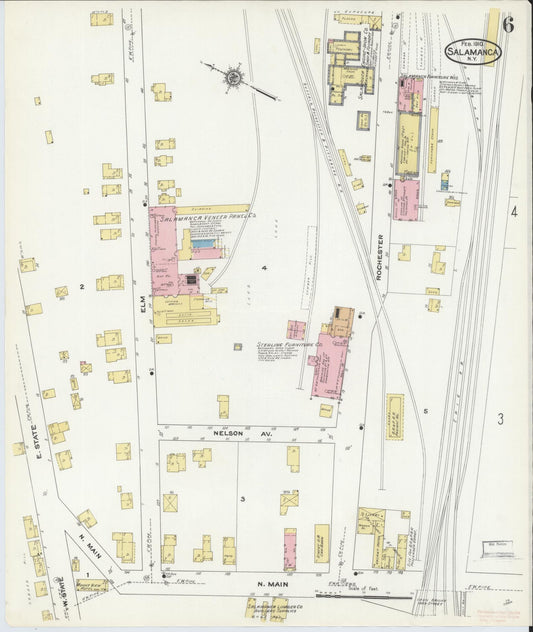 Sanborn Fire Insurance Map from Salamanca, Cattaraugus County, New York (1910), Sheet #0006 - Historic Sanborn Fire Insurance Map Print, vintage old map wall art, antique decor, genealogy gift, New York New York map