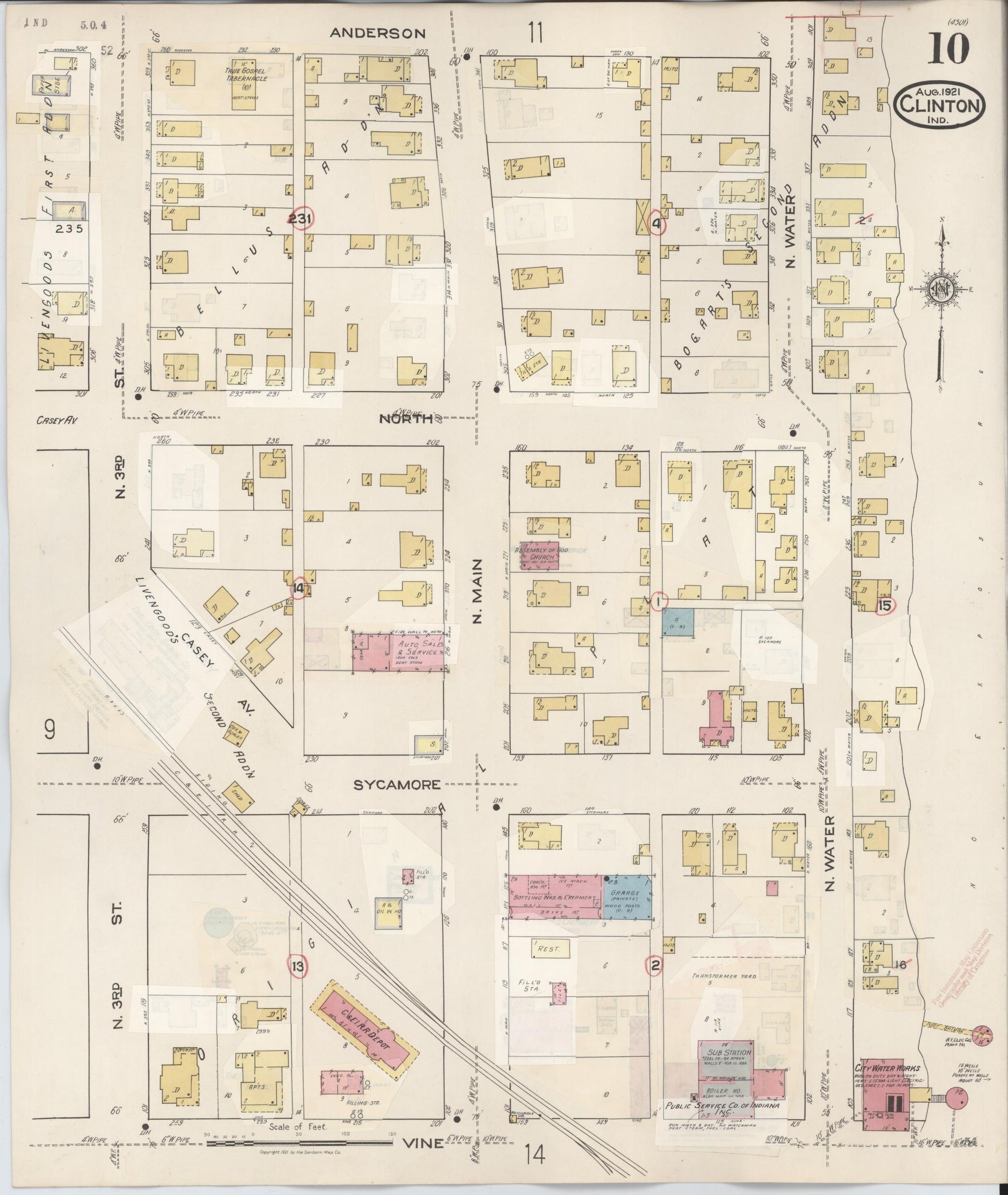 Sanborn Fire Insurance Map from Clinton, Vermillion County, Indiana (1947), Sheet #0010 - Historic Sanborn Fire Insurance Map Print, vintage old map wall art, antique decor, genealogy gift, Indiana Indiana map