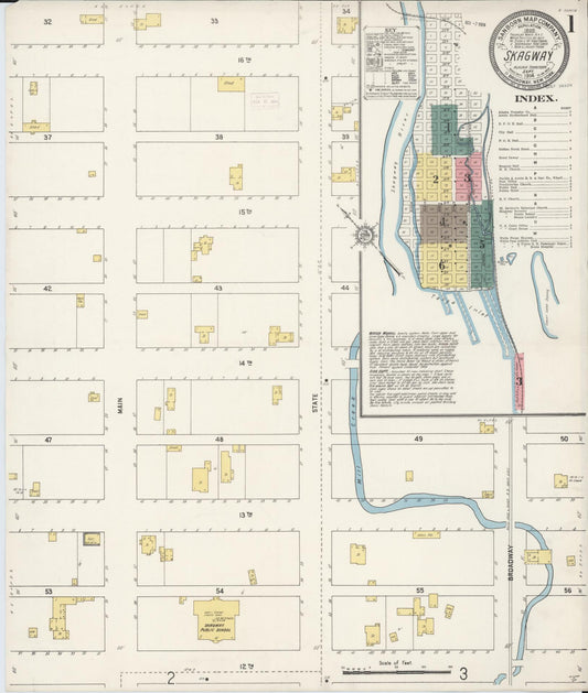 Sanborn Fire Insurance Map from Skagway, Skagway-yakutat Census Division, Alaska (1914), Sheet #0001 - Historic Sanborn Fire Insurance Map Print, vintage old map wall art, antique decor, genealogy gift, Alaska Alaska map