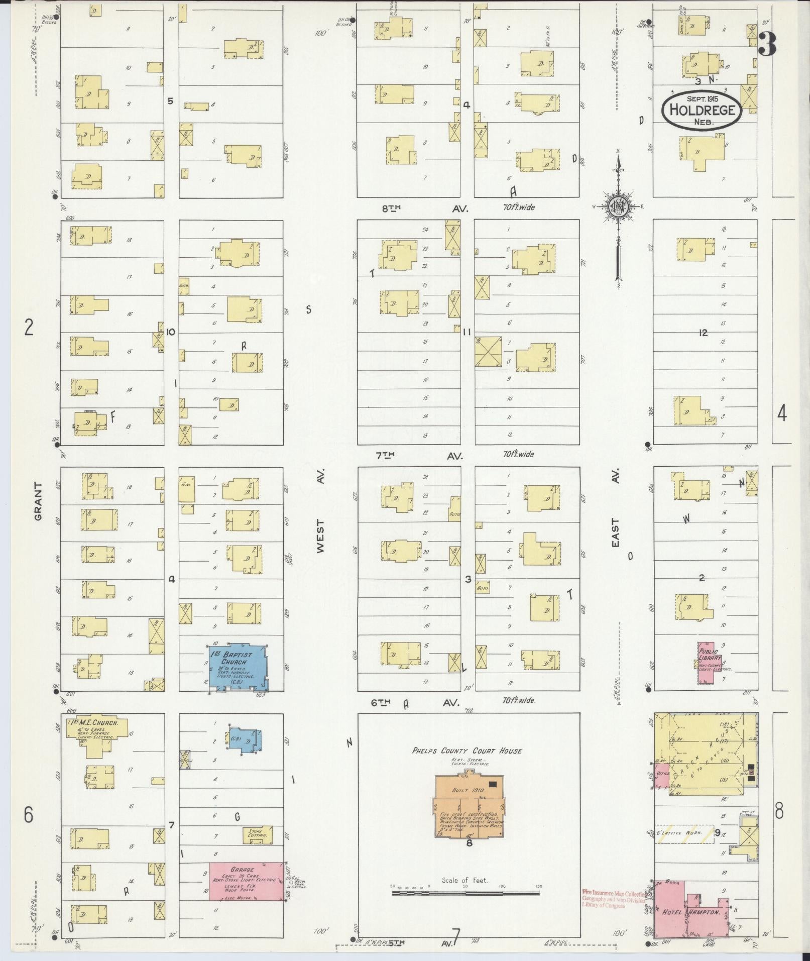 Sanborn Fire Insurance Map from Holdrege, Phelps County, Nebraska (1915), Sheet #0003 - Historic Sanborn Fire Insurance Map Print, vintage old map wall art, antique decor, genealogy gift, Nebraska Nebraska map