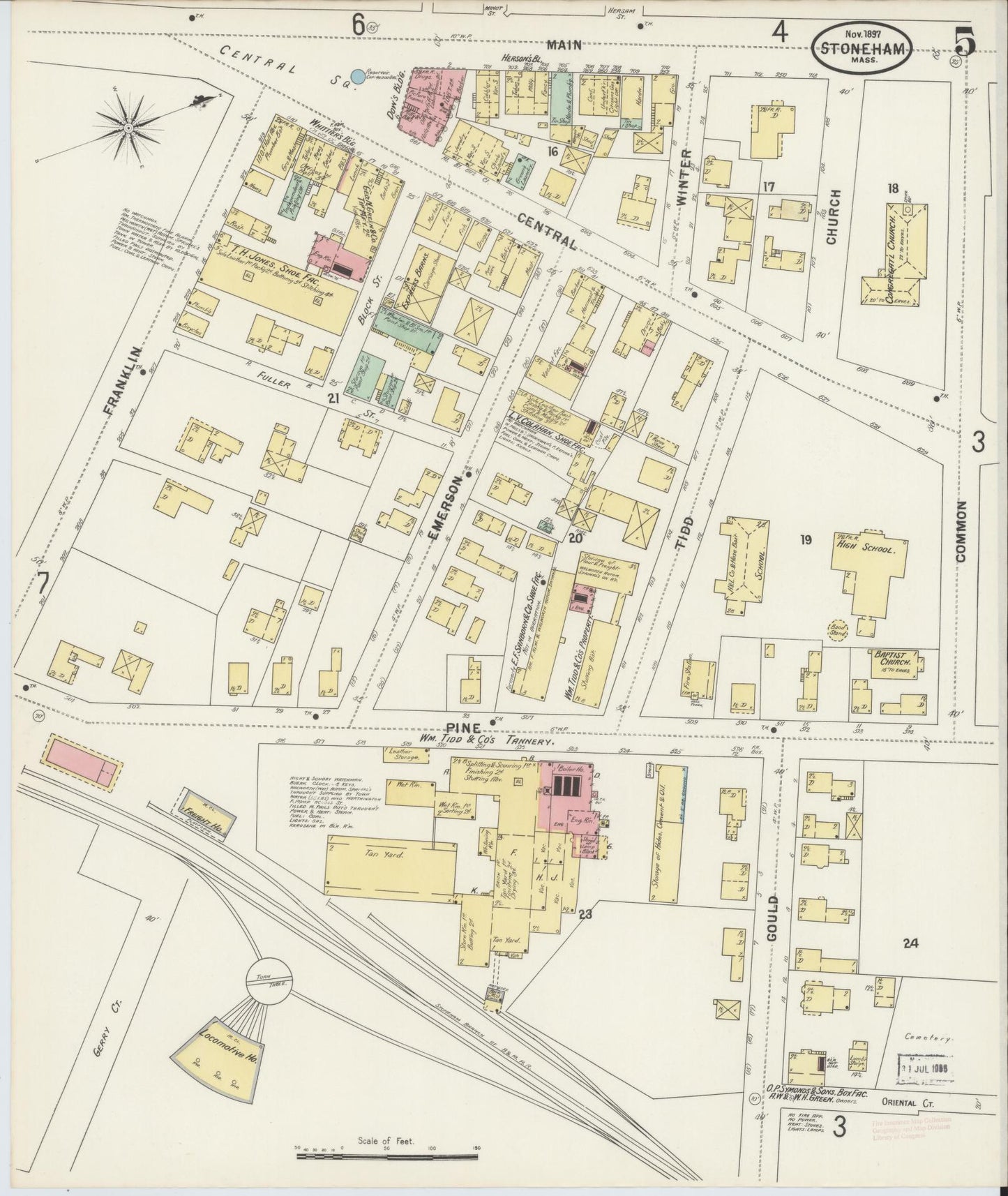 Sanborn Fire Insurance Map from Stoneham, Middlesex County, Massachusetts (1897), Sheet #0005 - Complete Map Set gallery image, historic Sanborn map, vintage wall art, Massachusetts Massachusetts