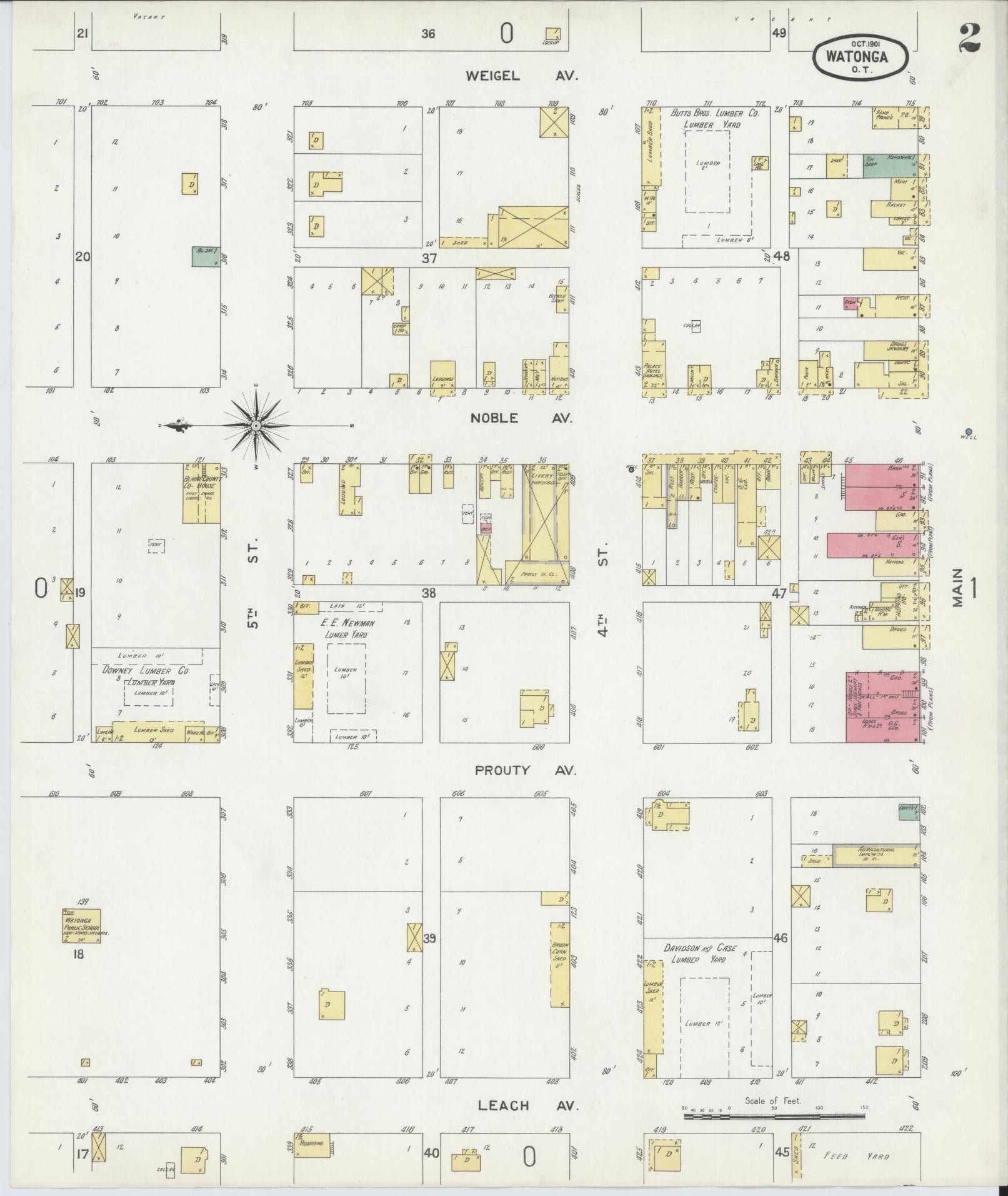 Sanborn Fire Insurance Map from Watonga, Blaine County, Oklahoma (1901), Sheet #0002 - Historic Sanborn Fire Insurance Map Print, vintage old map wall art, antique decor, genealogy gift, Oklahoma Oklahoma map