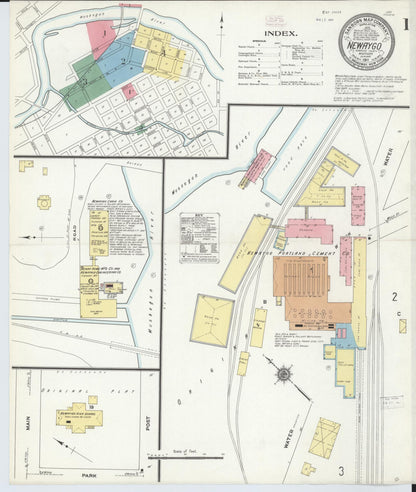 Sanborn Fire Insurance Map from Newaygo, Newaygo County, Michigan (1911), Sheet #0001 - Historic Sanborn Fire Insurance Map Print, vintage old map wall art, antique decor, genealogy gift, Michigan Michigan map