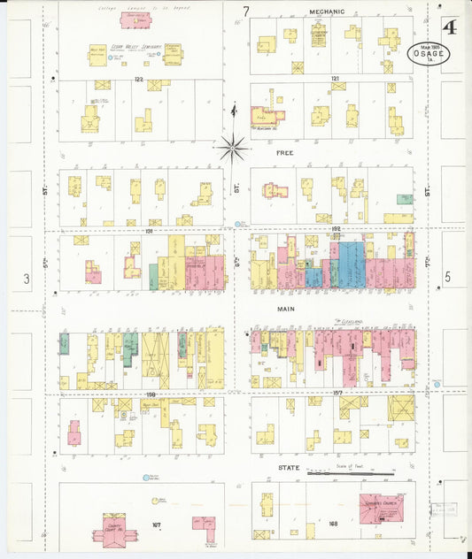 Sanborn Fire Insurance Map from Osage, Mitchell County, Iowa (1905), Sheet #0004 - Historic Sanborn Fire Insurance Map Print, vintage old map wall art