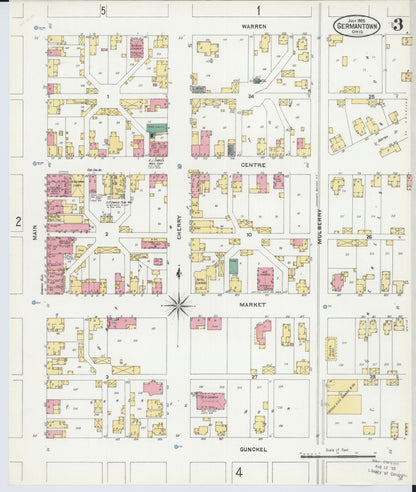 Sanborn Fire Insurance Map from Germantown, Montgomery County, Ohio (1905), Sheet #0003 - Historic Sanborn Fire Insurance Map Print, vintage old map wall art, antique decor, genealogy gift, Ohio Ohio map
