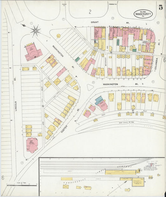 Sanborn Fire Insurance Map from Vandergrift, Westmoreland County, Pennsylvania (1903), Sheet #0005 - Historic Sanborn Fire Insurance Map Print, vintage old map wall art, antique decor, genealogy gift, Pennsylvania Pennsylvania map