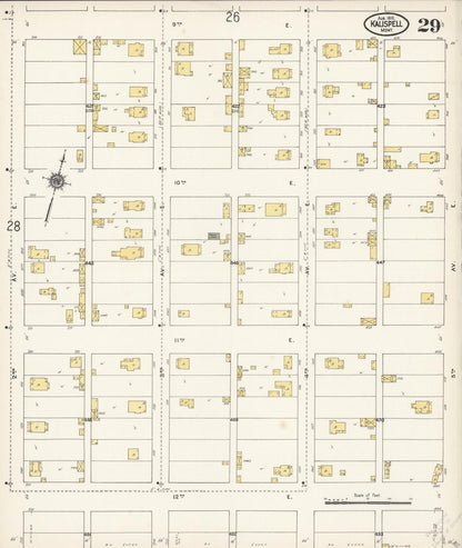 Sanborn Fire Insurance Map from Kalispell, Flathead County, Montana (1910), Sheet #0029 - Complete Map Set gallery image, historic Sanborn map, vintage wall art, Montana Montana