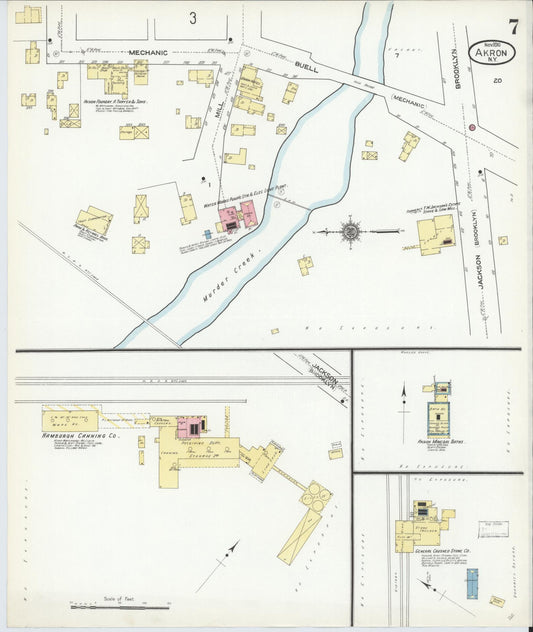 Sanborn Fire Insurance Map from Akron, Erie County, New York (1910), Sheet #0007 - Historic Sanborn Fire Insurance Map Print, vintage old map wall art, antique decor, genealogy gift, New York New York map
