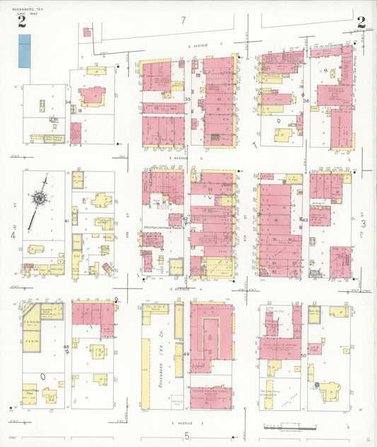 Sanborn Fire Insurance Map from Rosenberg, Fort Bend County, Texas (1942), Sheet #0002 - Historic Sanborn Fire Insurance Map Print, vintage old map wall art, antique decor, genealogy gift, Texas Texas map