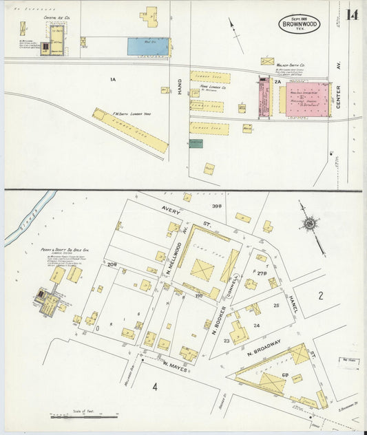 Sanborn Fire Insurance Map from Brownwood, Brown County, Texas (1909), Sheet #0014 - Historic Sanborn Fire Insurance Map Print, vintage old map wall art, antique decor, genealogy gift, Texas Texas map