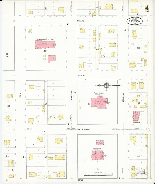 Sanborn Fire Insurance Map from Seneca, Nemaha County, Kansas (1911), Sheet #0004 - Historic Sanborn Fire Insurance Map Print, vintage old map wall art, antique decor, genealogy gift, Kansas Kansas map