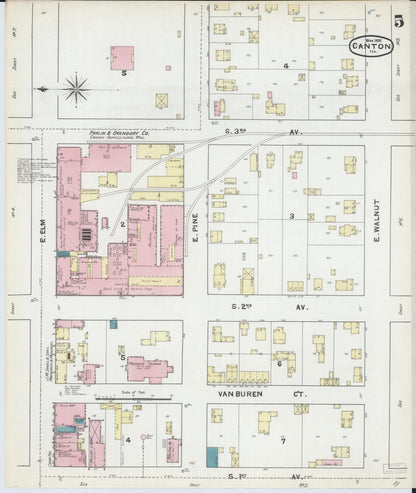 Sanborn Fire Insurance Map from Canton, Fulton County, Illinois (1891), Sheet #0005 - Complete Map Set gallery image, historic Sanborn map, vintage wall art, Illinois Illinois